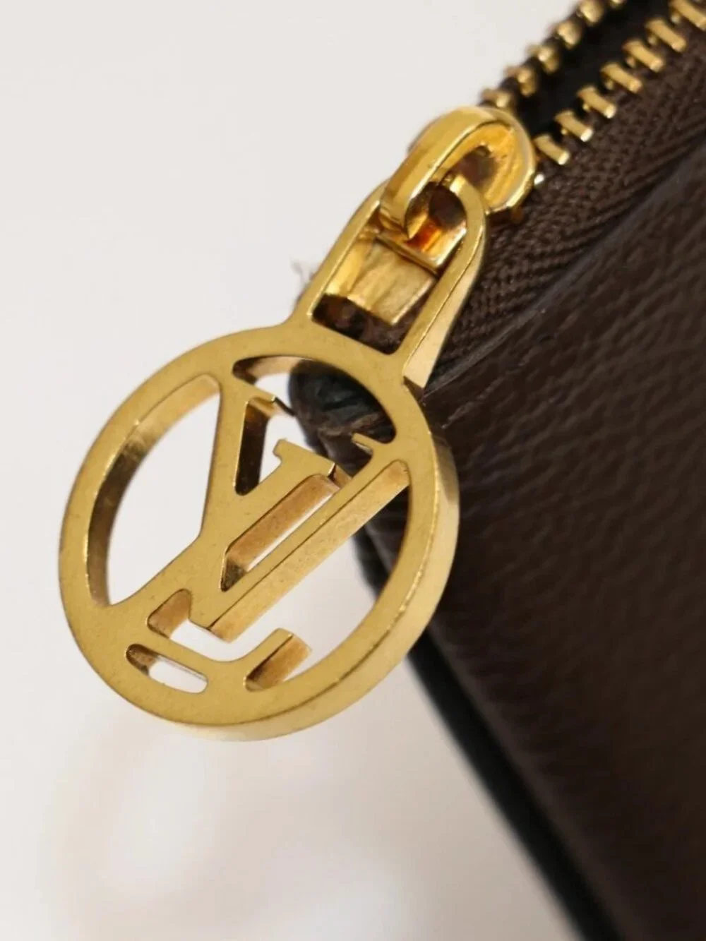 LOUIS VUITTON Trio Monogram Giant Canvas Coin Purse Wallet Key Pouch Brown 1pc